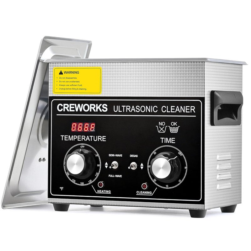 CREWORKS 3L Ultrasonic Cleaner with Degas & Gentle Modes, 120W Stainless Steel Ultrasonic Cleaner Machine with Heater and Timer, Ultrasonic Parts Cleaner with Knob Control for Jewelry Glasses Watch - Image 1